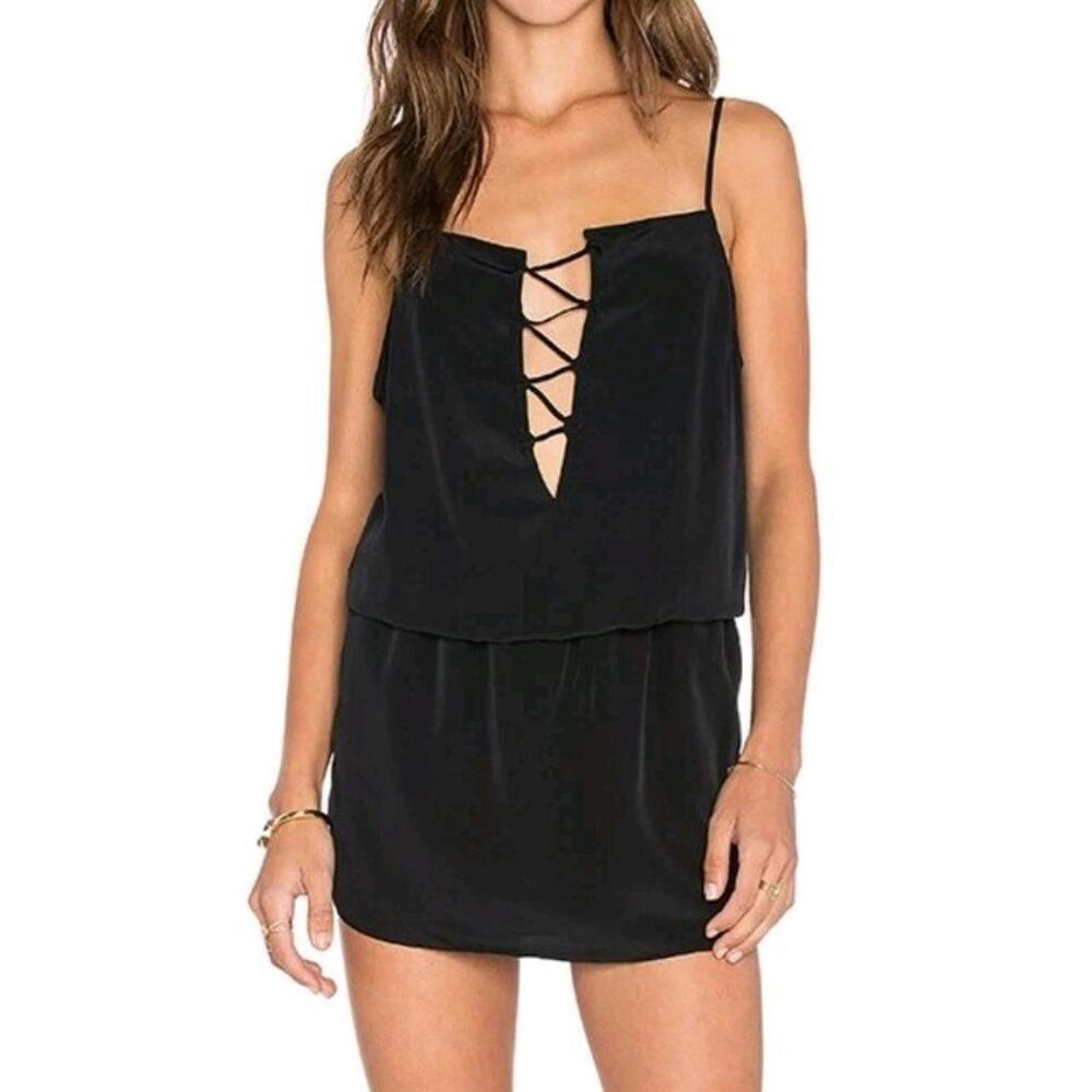 Rory Beca Women's XS Peni Little Black Dress Adjustable Spaghetti Straps 29 long